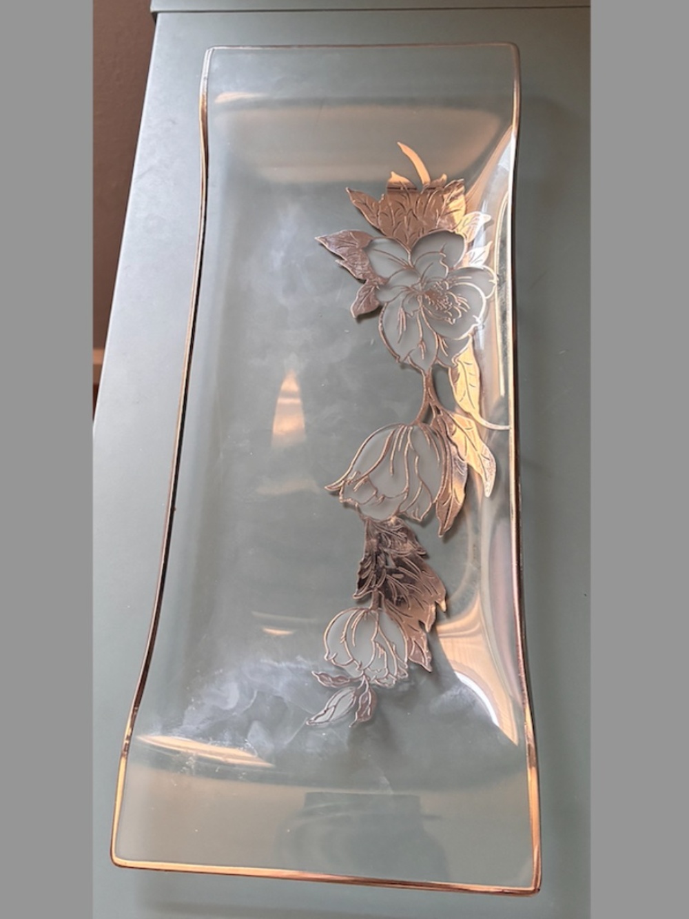 Rockwell Silver Co. Sterling Overlay Roses Dish